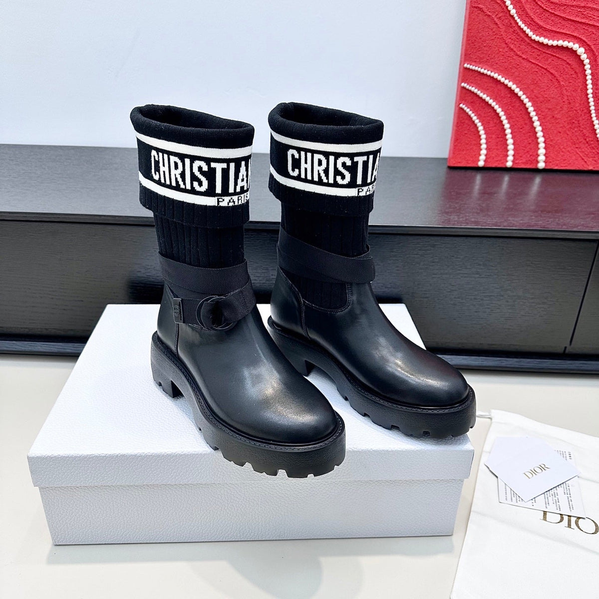 CD 26s D-Major Ankle Boot In Black Calfskin And Wool