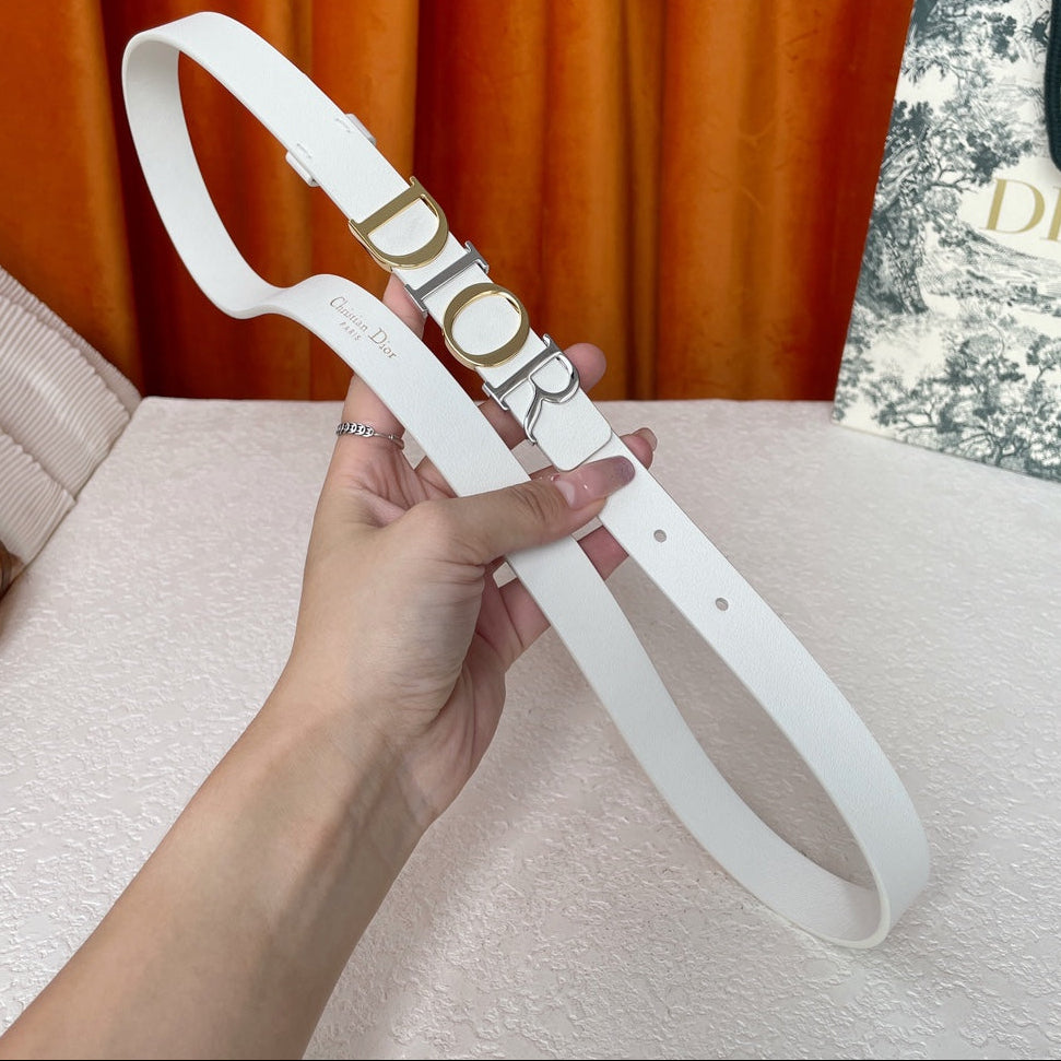 DIOR 25S BELT 20 MM IN WHITE CALFSKIN 562163