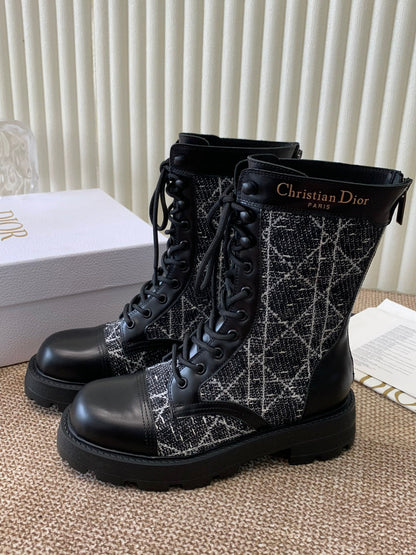 CD D-Unit Ankle Boot In Black Tweed Fabric And Cowhide 113474