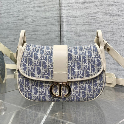CD Montaigne classic monogram 25 blue white canvas jacquard