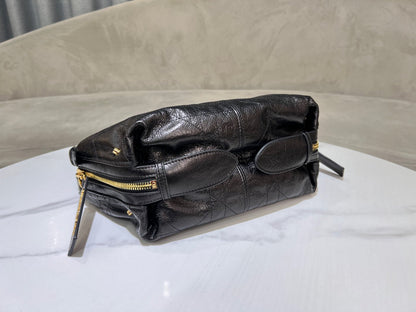 CD Hobo Bag 23 With Chain Black Wrinkled Calfskin