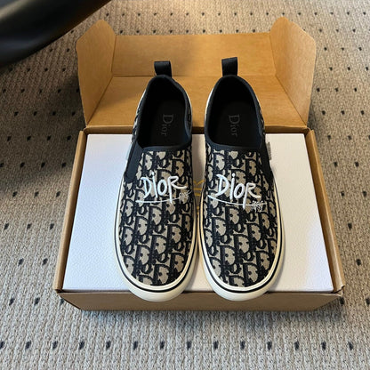 CD 26s Slip-on Shoes Black Beige Canvas 903389