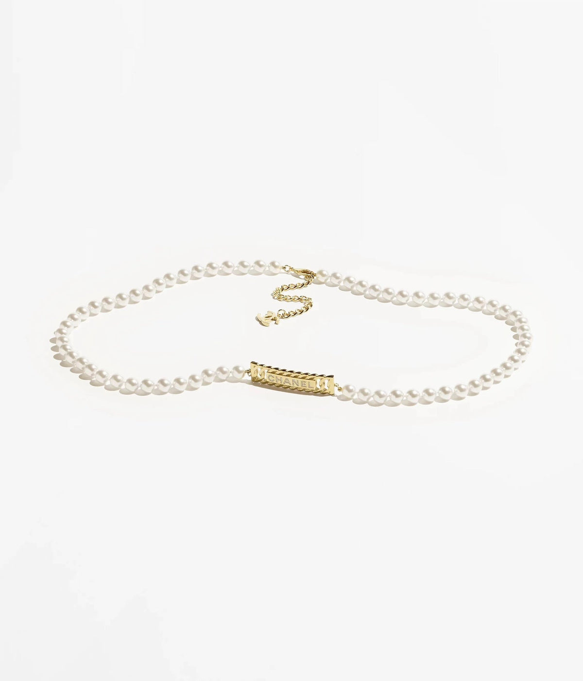 CHANEL 25S CHAIN BELT IN WHITE PEARL 615991