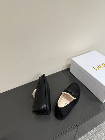 CD Loafers In Black Lambskin And Fleece Lining 109291