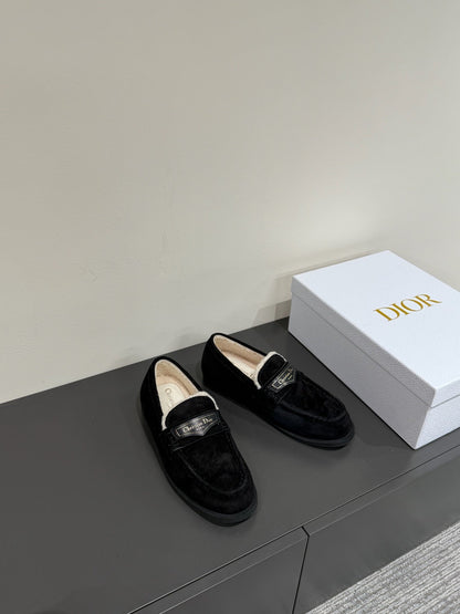 CD Loafers In Black Suede And Fleece Lining 109293