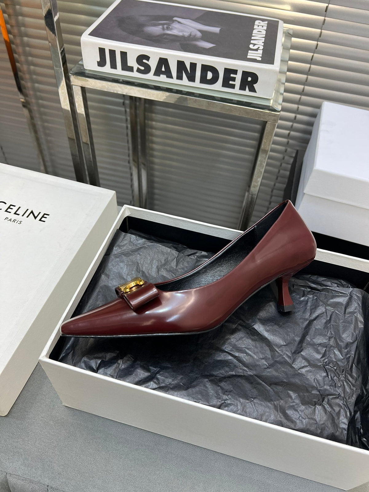 cl pumps 50 burgundy calfskin