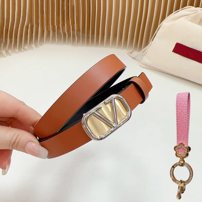 VALENTINO Silver Vlogo and Gold Hardware Buckle Tan Black Calfskin 20mm