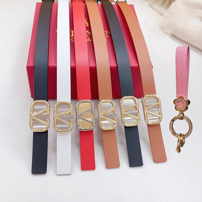 VALENTINO Gold Vlogo and Silver Hardware Buckle Black Red Calfskin 20mm