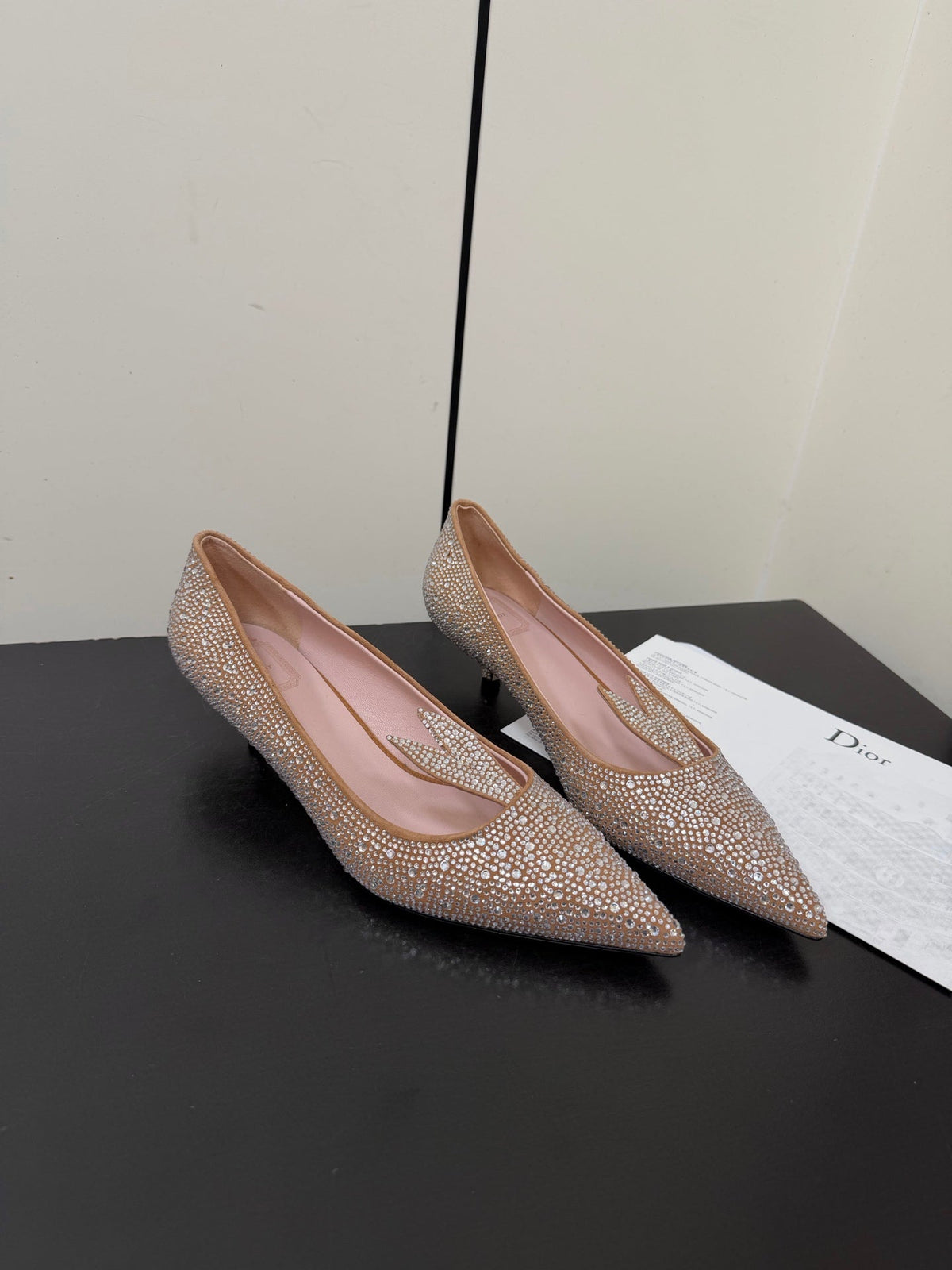 CD 26s Pointed-Toe High Heels 35mm In Nude Suede Crystal