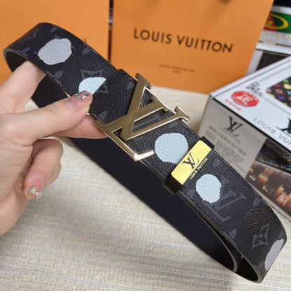 LOUIS VUITTON LV 25S BELT 38 MM IN DARK CHARCOAL GRAY CALFSKIN 593280