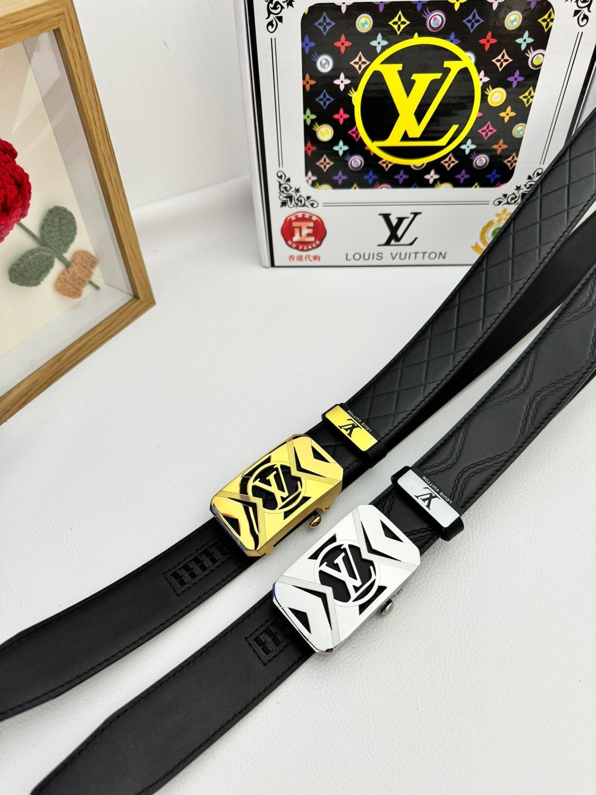 LOUIS VUITTON LV 25S BELT 35 MM IN BLACK CALFSKIN 593218