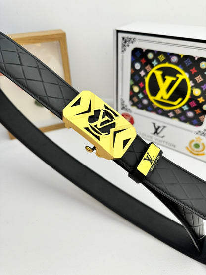 LOUIS VUITTON LV 25S BELT 35 MM IN BLACK CALFSKIN 593219
