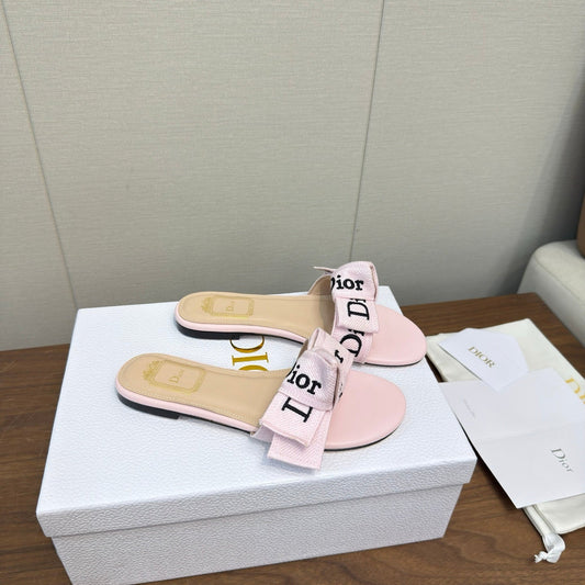 CD 26s J'Adior Slides Light Pink Canvas Lambskin 922458
