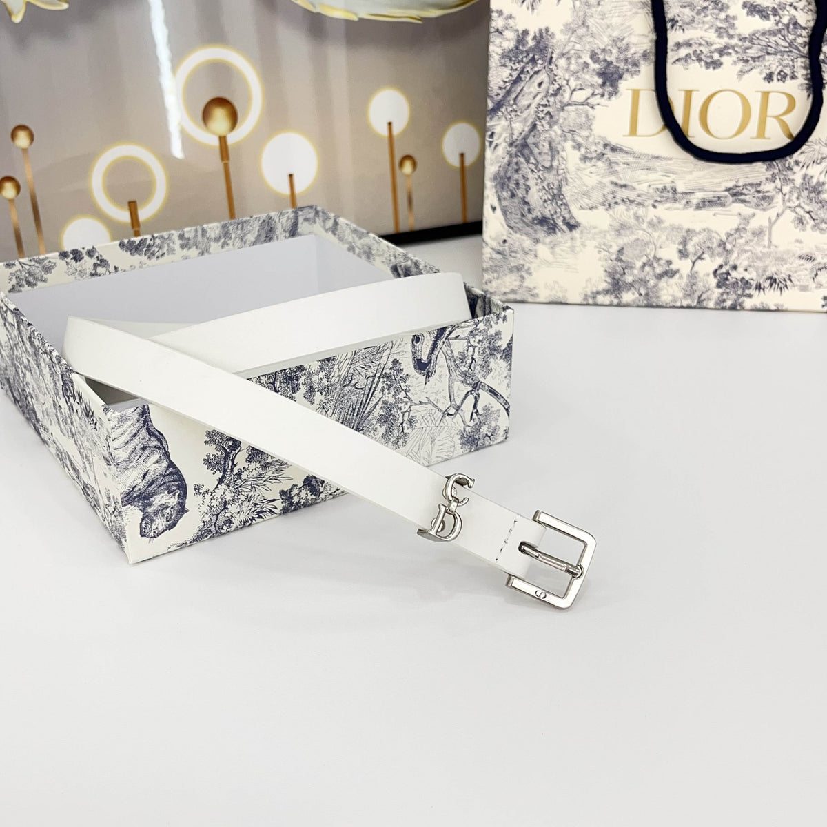 DIOR 25S BELT 20 MM IN WHITE CALFSKIN 570113