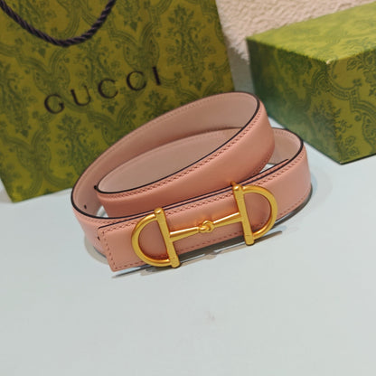 GG 3.0 Horsebit-Detailed Belt Pink Gold Smooth Leather 200192