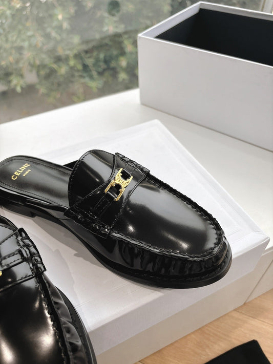 CELINE  Slippers Brown Leather 285953