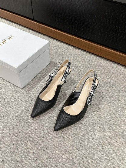 cd slingback 65 black raffia lambskin