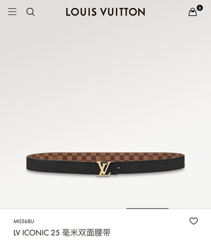 LOUIS VUITTON LV ICONIC 25 MM IN BROWN DAMIER CALFSKIN GOLD HARDWARE