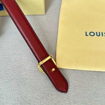LOUIS VUITTON LV Circle Nautical 20mm Reversible Belt Gold Buckle Burgundy Light Brown Lambskin
