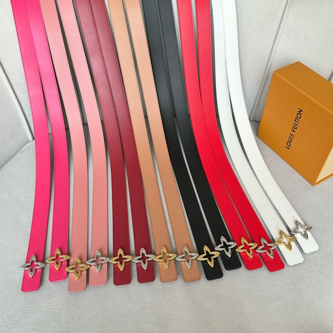 LOUIS VUITTON LV Flowergram 30mm Reversible Belt Gold Buckle Hot Pink Brown Leather