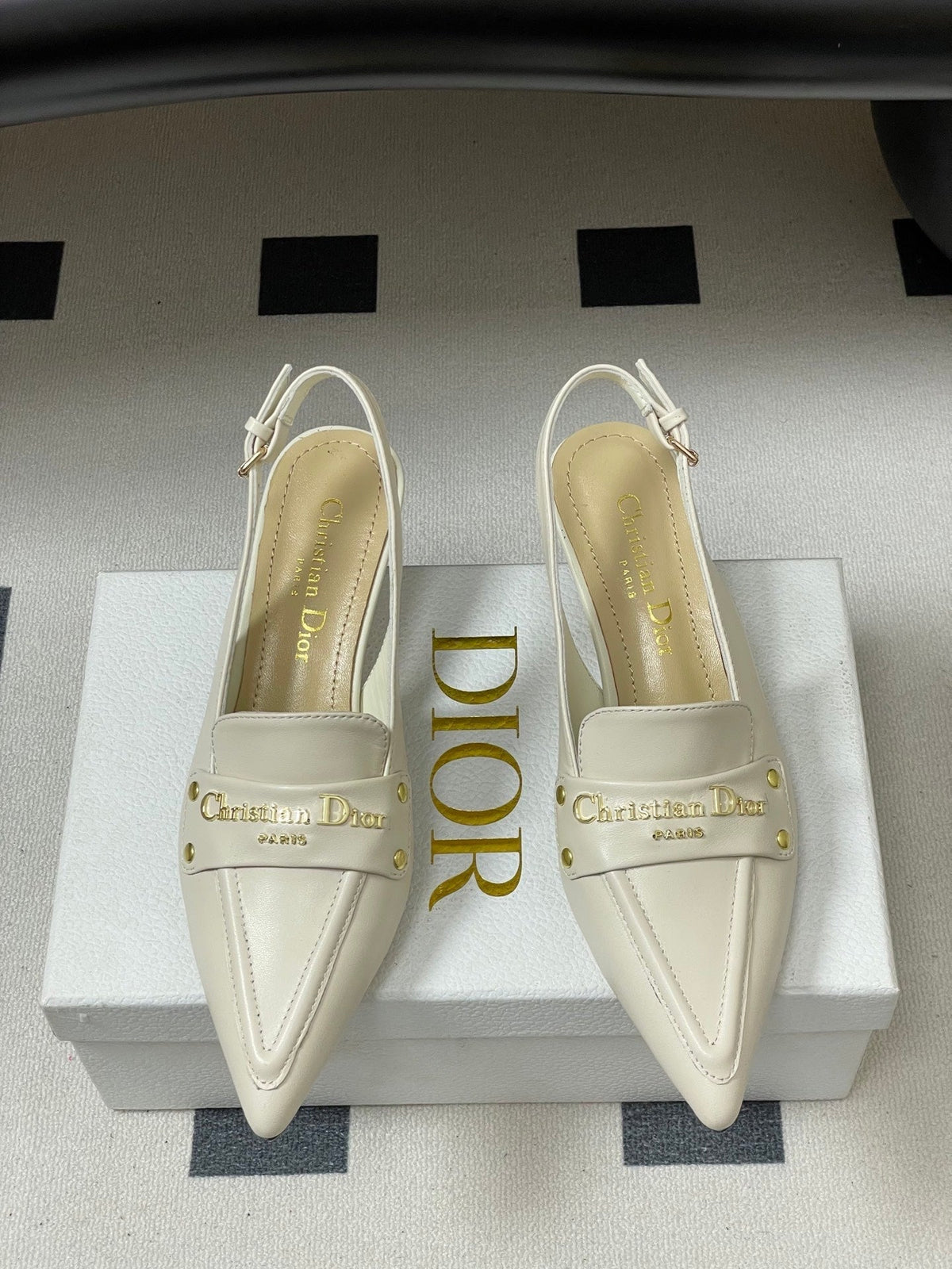 CD Boy Slingback Pump 50mm White Sheepskin 525833