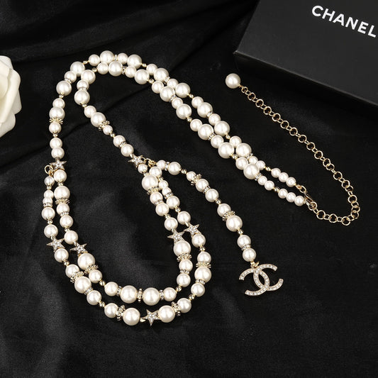 CHANEL 25S CHAIN BELT IN WHITE PEARL 612712