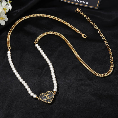 CHANEL 25S CHAIN BELT IN WHITE PEARL 614479