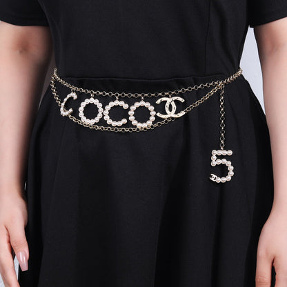 CHANEL 25S CHAIN BELT WITH PEARL 612634