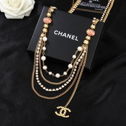 CHANEL 25S GOLD CHAIN BELT WITH PEARL 611794