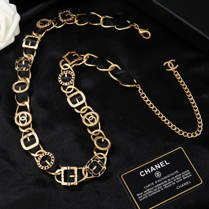CHANEL 25S CHAIN BELT IN GOLD METALLIC AND BLACK CALFSKIN 614282