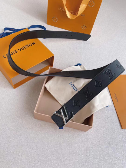 LOUIS VUITTON LV 25S BELT 40 MM IN BLACK CALFSKIN 593215