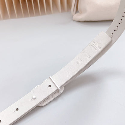 VALENTINO Vlogo White Leather Buckle 20mm White Belt