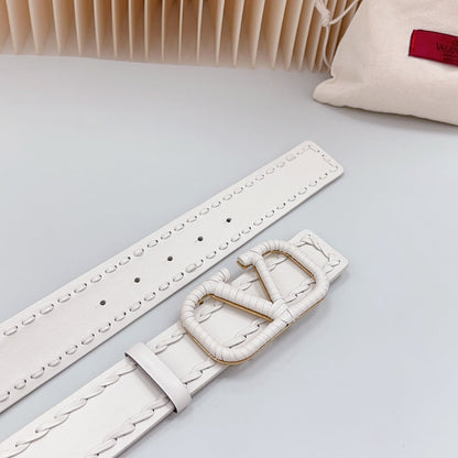 VALENTINO Vlogo White Leather Buckle 40mm White