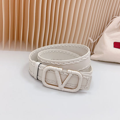VALENTINO Vlogo White Leather Buckle 40mm White