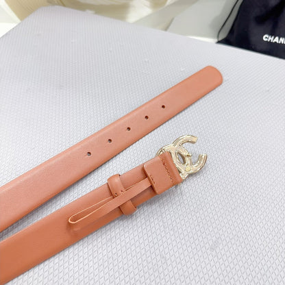 CHANEL 30MM BELT IN TIGER ORANGE SHINNY CALFSKIN WHITE LOGO