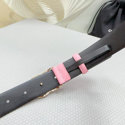CHANEL 30MM BELT IN PINK PASTEL SHINNY CALFSKIN WHITE LOGO