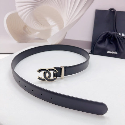 CHANEL 30MM BELT IN BLACK SMOOTH CALFSKIN METAL HARDWARE
