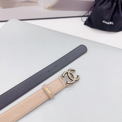 CHANEL 30MM BELT IN BEIGE CREAM EMBROIDERED CALFSKIN METAL HARDWARE