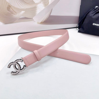 CHANEL 30MM BELT IN LIGHT PINK CALFSKIN METAL HARDWARE