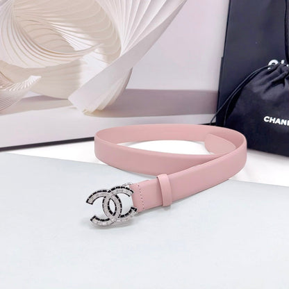 CHANEL 30MM BELT IN LIGHT PINK CALFSKIN METAL HARDWARE