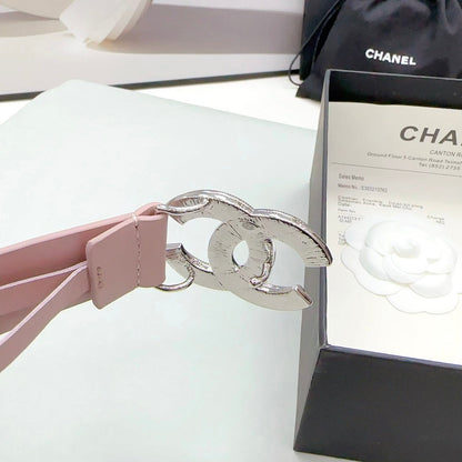 CHANEL 30MM BELT IN LIGHT PINK CALFSKIN METAL HARDWARE