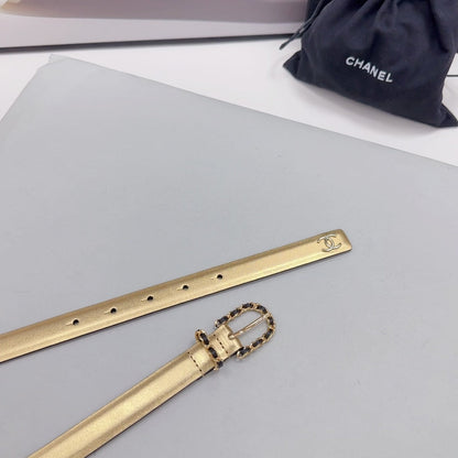 CHANEL BELT 20 MM IN GOLD MIX BLACK CALFSKIN GOLD HARDWARE