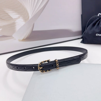 CHANEL BELT 20 MM IN BLACK CALFSKIN GOLD HARDWARE