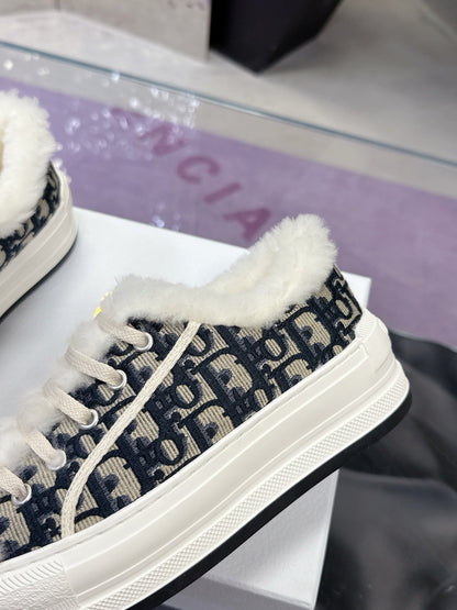 Dior 2025 Walk'n'Dior Platform Sneaker Deep Blue mix White Wool Canvas