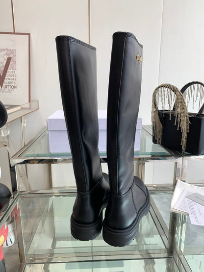 CD Diorebel Boot Plain Black Calfskin