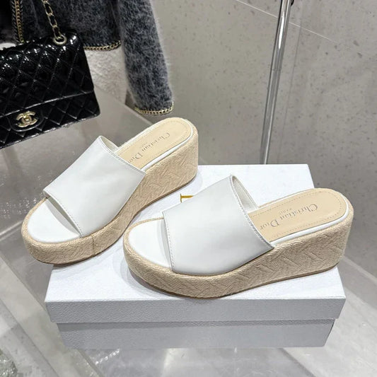 CD 26s Platform Sandal 65 White Beige Leather 636356