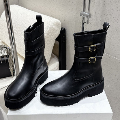 Celine 25 Bulky Biker Boot Black Cowhide 554194