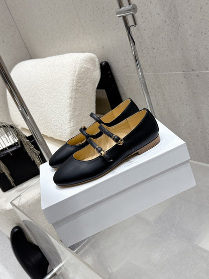 Celine 25 Ballet Flat Black Cowhide 554203