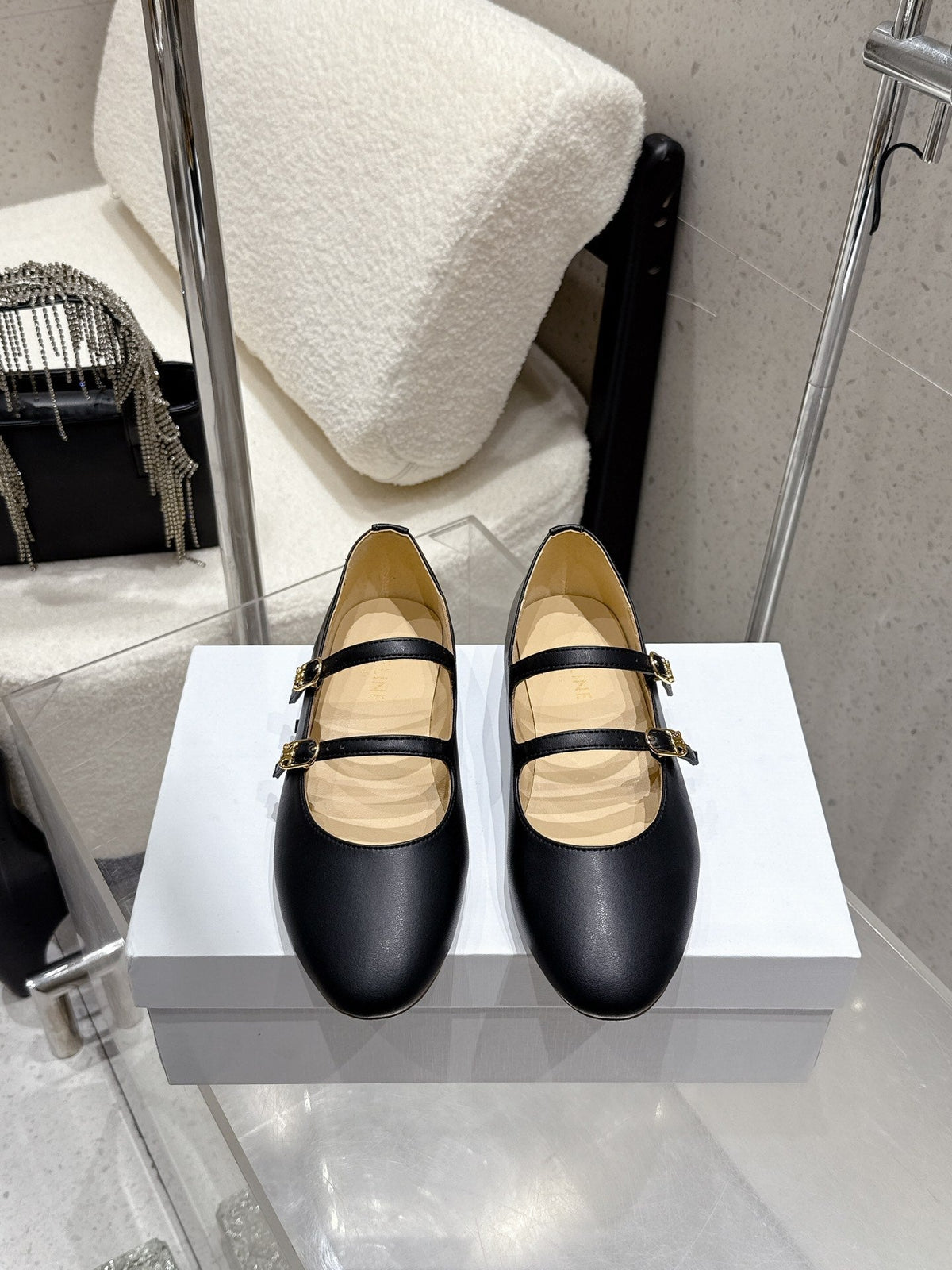 Celine 25 Ballet Flat Black Cowhide 554203