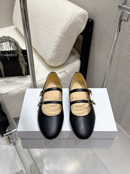 Celine 25 Ballet Flat Black Cowhide 554203